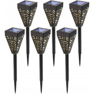 Лампа садовая солнечная 6шт LED фонарь для сада в столбике, с азурным рисунком
