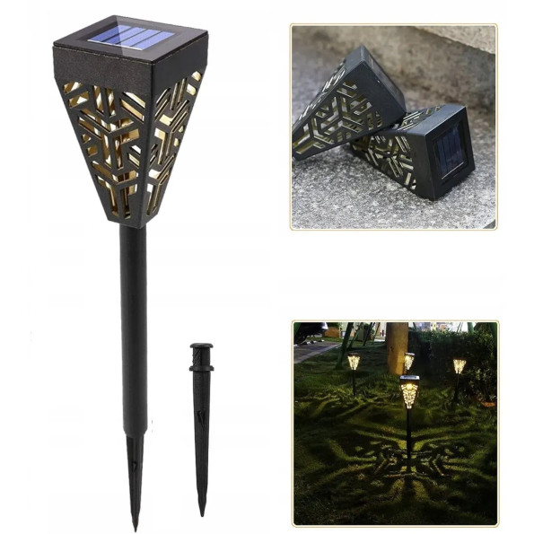 Лампа садова сонячна 6шт LED ліхтар для саду у стовпчику, з азурним малюнком -
                                                        Фото 2