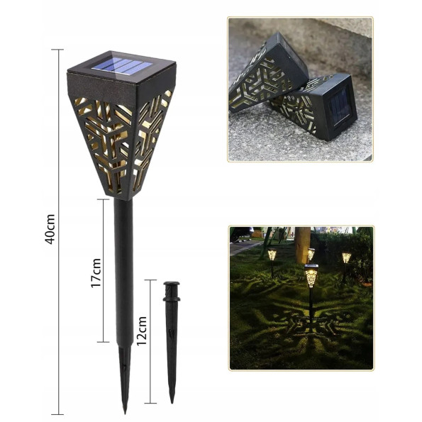 Лампа садова сонячна 6шт LED ліхтар для саду у стовпчику, з азурним малюнком -
                                                        Фото 3