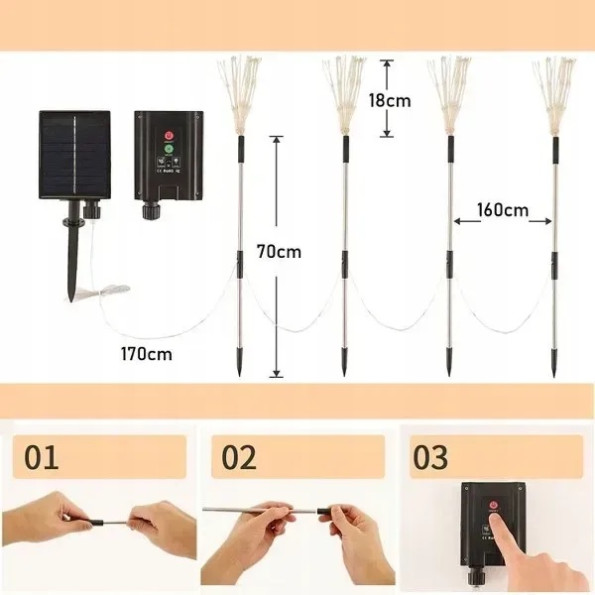 Комплект 4x сонячних ламп SuperLED "Деревце RGB" з пультом і USB -
                                                        Фото 3