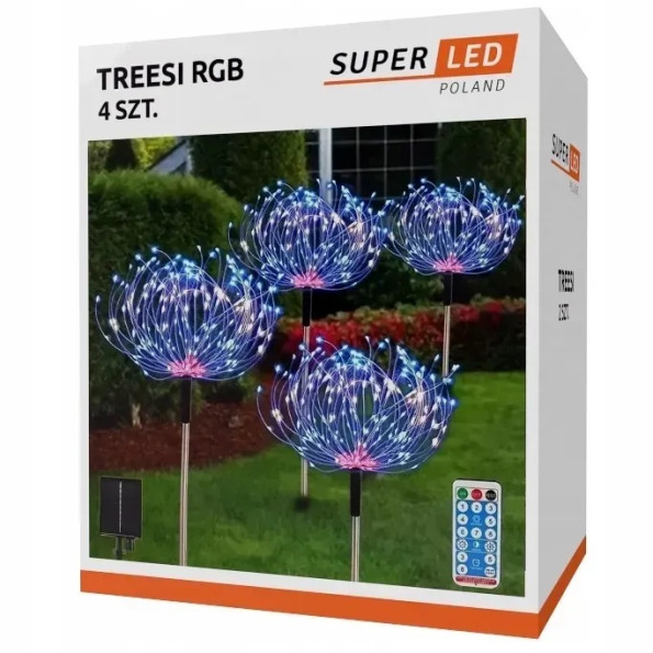 Комплект 4x сонячних ламп SuperLED "Деревце RGB" з пультом і USB -
                                                        Фото 4