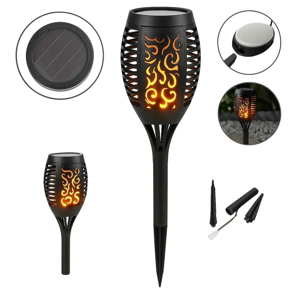 Сонячна садова LED лампа смолоскип Flami SuperLED з ефектом полум'я, набір 4шт - Фото 2