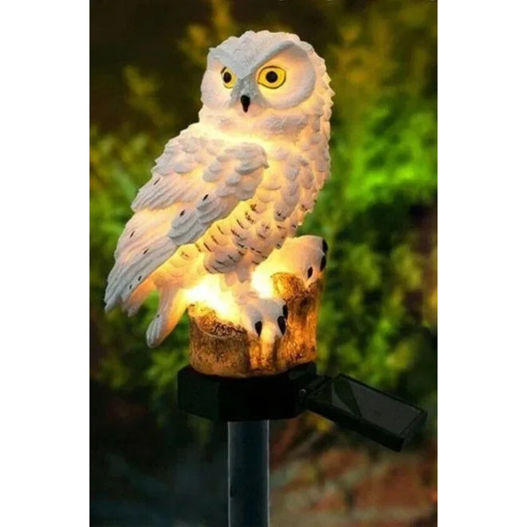 Садовая декоративная солнечная лампа сова с датчиком сумерек -
                                                        Фото 2