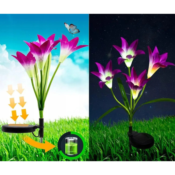 Садовая солнечная LED лампа в форме лилии -
                                                        Фото 4