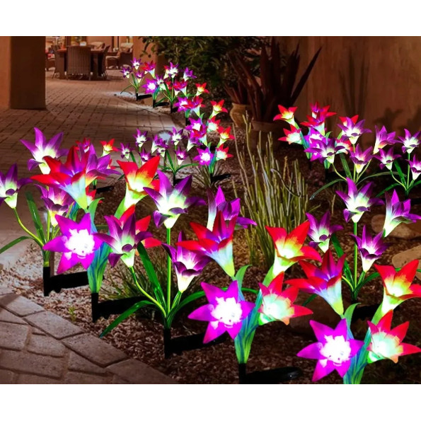 Садовая солнечная LED лампа в форме лилии -
                                                        Фото 6