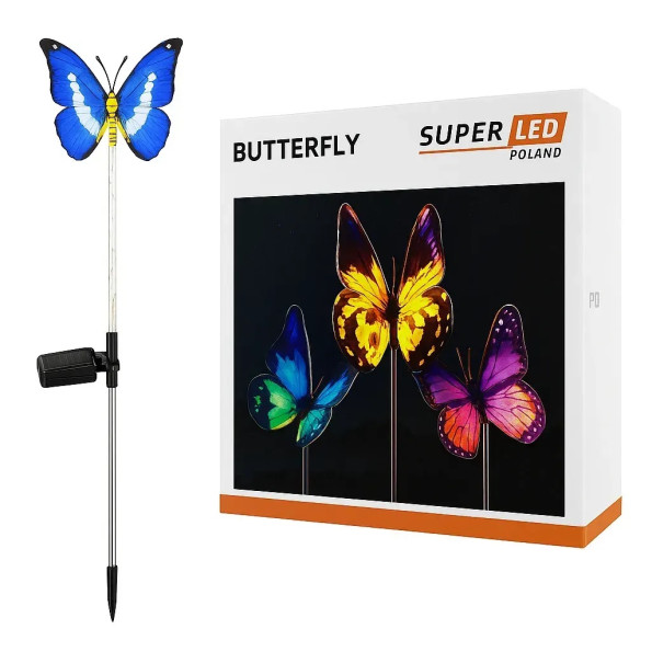 Сонячна лампа SuperLED «Метелик» на сонячній батареї, RGB 70 см