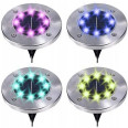Лампа сонячна садова RGB вулична в землю вбивний диск LED світильник SuperLED, 4шт