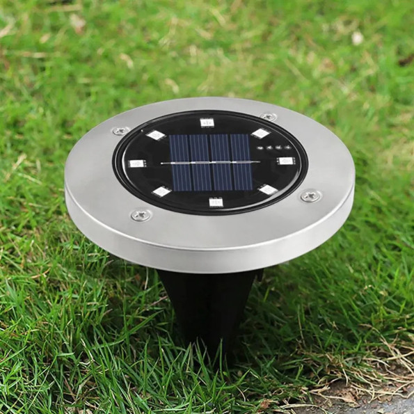 Лампа солнечная садовая RGB уличная в землю убивной диск LED светильник SuperLED, 4шт -
                                                        Фото 8