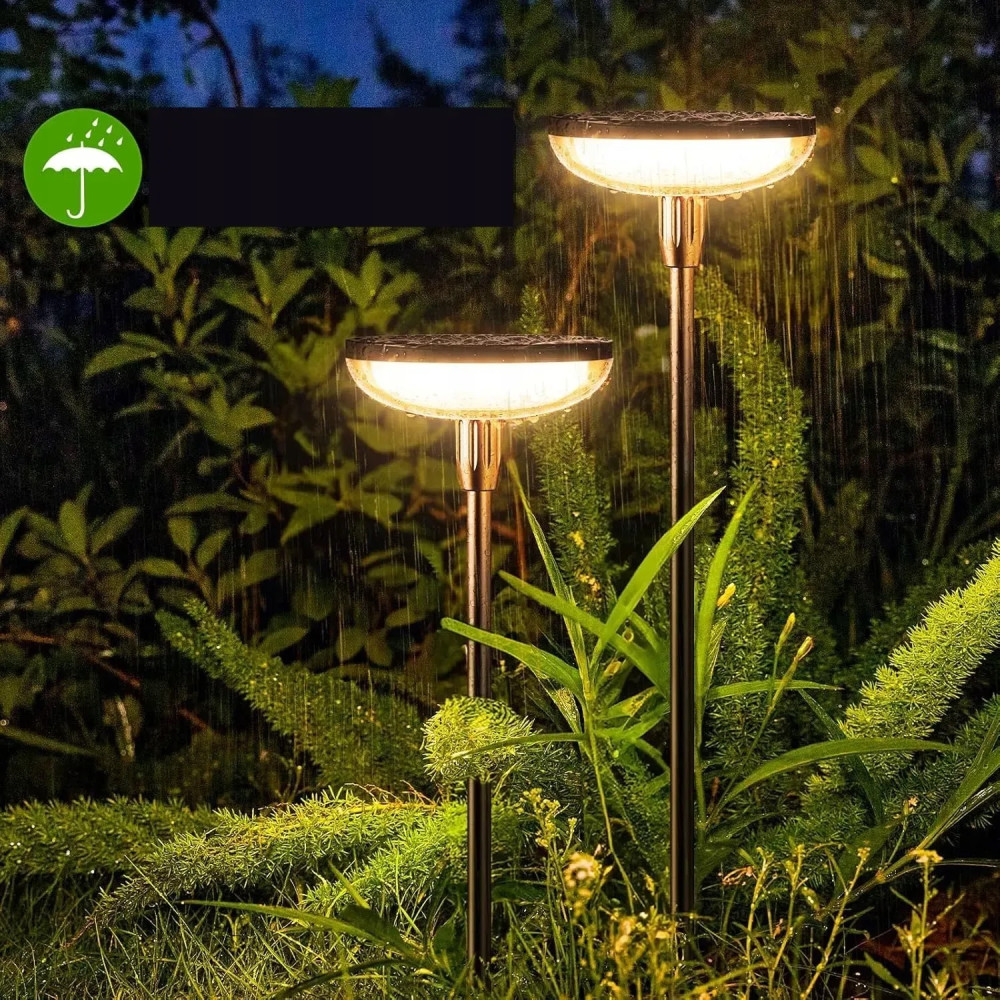 Солнечная садовая LED лампа-грибок круглая, набор 4шт - Фото 2