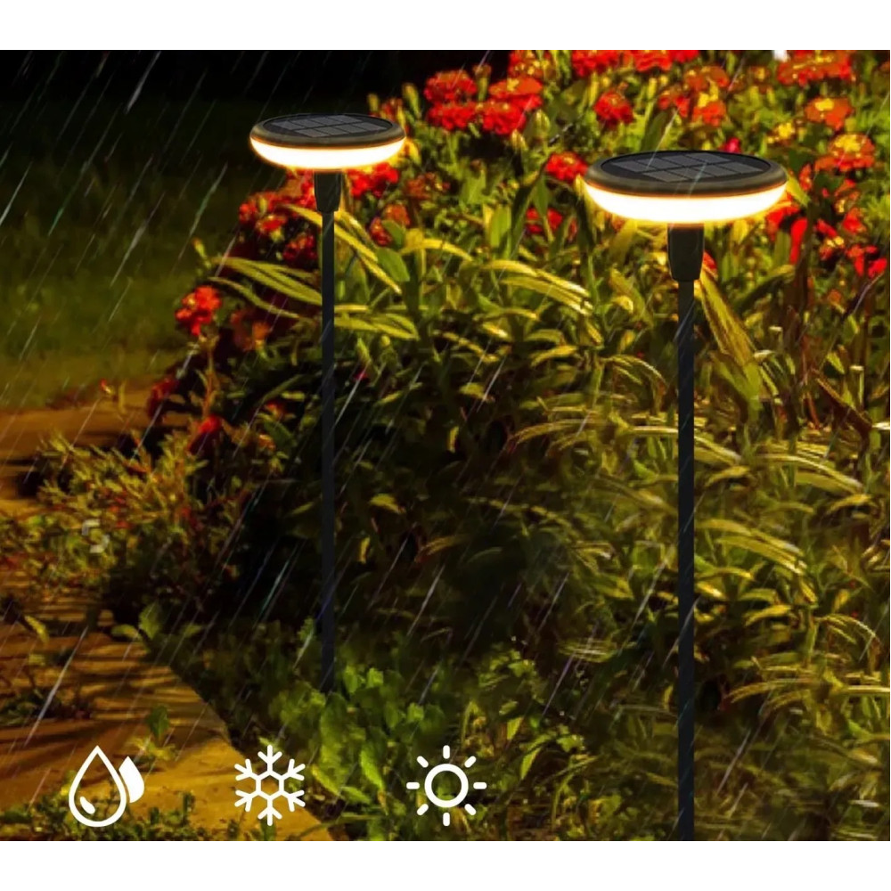 Солнечная садовая LED лампа-грибок круглая, набор 4шт - Фото 3