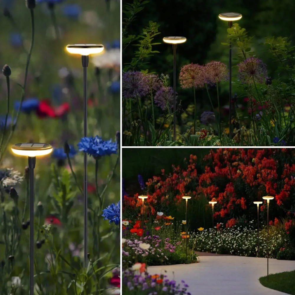 Солнечная садовая LED лампа-грибок круглая, набор 4шт - Фото 5