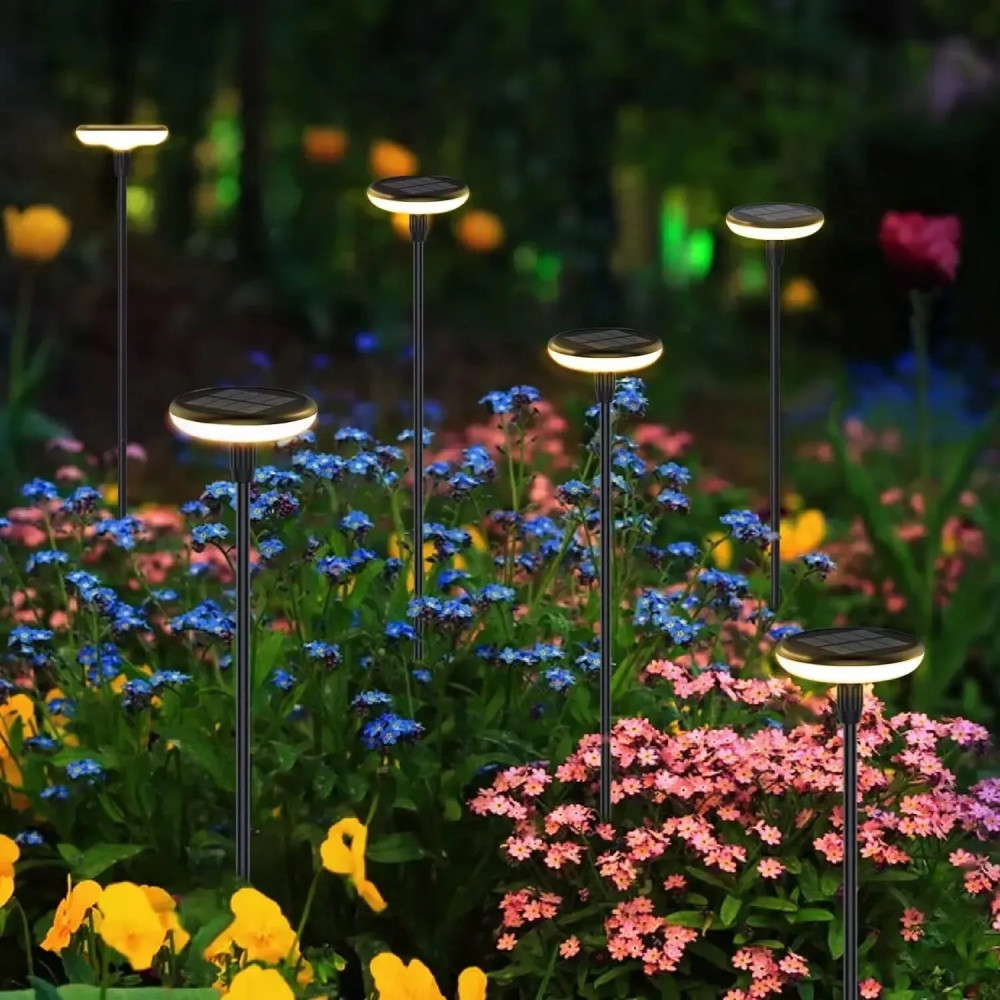 Солнечная садовая LED лампа-грибок круглая, набор 4шт - Фото 6