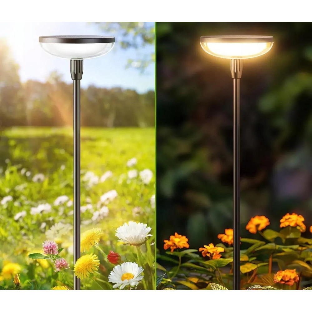 Солнечная садовая LED лампа-грибок круглая, набор 4шт - Фото 9
