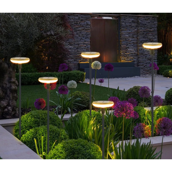 Солнечная садовая LED лампа-грибок круглая, набор 4шт -
                                                        Фото 4