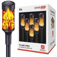 Світильник садовий на сонячній батареї SuperLED з імітацією полум'я, набір 6 шт.
