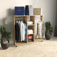 Пересувний передпокій з штангой і полицями на колесах з ЛДСП дуб сонома Пересувний передпокій з штангой і полицями на колесах з ЛДСП дуб сонома