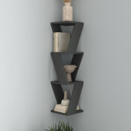 Полка на стену угловая для книг на 3 ячейки из ЛДСП антрацит 20х84.4х20 см Полка на стену угловая для книг на 3 ячейки из ЛДСП антрацит 20х84.4х20 см