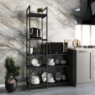 Лофтовий стелаж на кухню з полицями з ЛДСП и металу чорний Лофтовий стелаж на кухню з полицями з ЛДСП и металу чорний