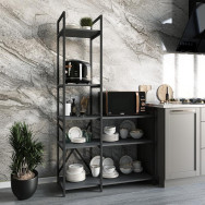 Лофтовий стелаж на кухню з полицями з ЛДСП и металу антрацит Лофтовий стелаж на кухню з полицями з ЛДСП и металу антрацит