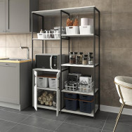 Кухонний стелаж з полицями і тумбою з ЛДСП и металу бетон Кухонний стелаж з полицями і тумбою з ЛДСП и металу бетон