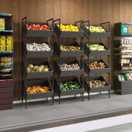 Стійка-вітрина для овочів та фруктів з металу и ЛДСП 60х200.8х40 см Антрацит