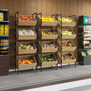 Стійка-вітрина для овочів та фруктів з металу и ЛДСП 60х200.8х40 см Дуб Сонома