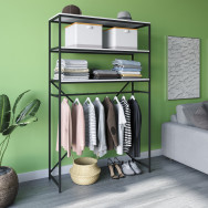 Передпокій для одягу у стилі ЛОФТ з полицямиз металу і ЛДСП білий Передпокій для одягу у стилі ЛОФТ з полицямиз металу і ЛДСП білий