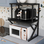 Подставка для микроволновки и бытовой техники на две полочки в стиле ЛОФТ черная Подставка для микроволновки и бытовой техники на две полочки в стиле ЛОФТ черная