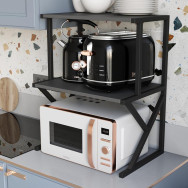 Подставка для микроволновки и бытовой техники на две полочки в стиле ЛОФТ антрацит Подставка для микроволновки и бытовой техники на две полочки в стиле ЛОФТ антрацит