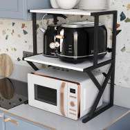 Подставка для микроволновки и бытовой техники на две полочки в стиле ЛОФТ белая Подставка для микроволновки и бытовой техники на две полочки в стиле ЛОФТ белая