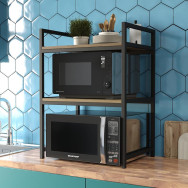 Кухонная подставка для микроволновки и бытовой техники на две полочки из металла и ЛДСП аликанте Кухонная подставка для микроволновки и бытовой техники на две полочки из металла и ЛДСП аликанте