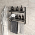 Настінна полиця в ванну кімнату у стилі ЛОФТ з ЛДСП и металу 60х58х20 см Антрацит