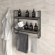 Настінна полиця в ванну кімнату у стилі ЛОФТ з ЛДСП и металу 60х58х20 см Антрацит -
                                                        Фото 1
