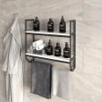 Настінна полиця в ванну кімнату у стилі ЛОФТ з ЛДСП и металу 60х58х20 см Білий