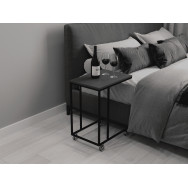 Журнальный столик на колесиках, прикроватный столик ЛОФТ из ЛДСП 50х61х35 см Антрацит-Черный Журнальный столик на колесиках, прикроватный столик ЛОФТ из ЛДСП 50х61х35 см Антрацит-Черный