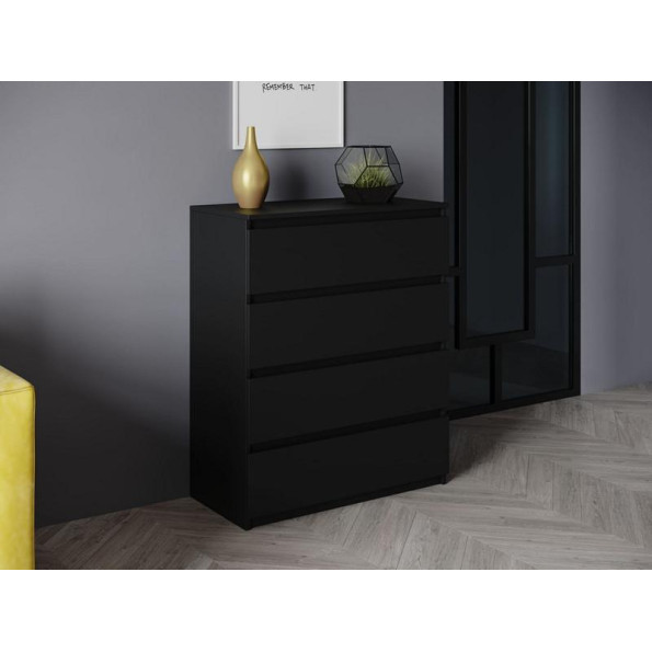 Комод на 4 ящика без ручек из ЛДСП черный 90х98х40 см Комод на 4 ящика без ручек из ЛДСП черный 90х98х40 см