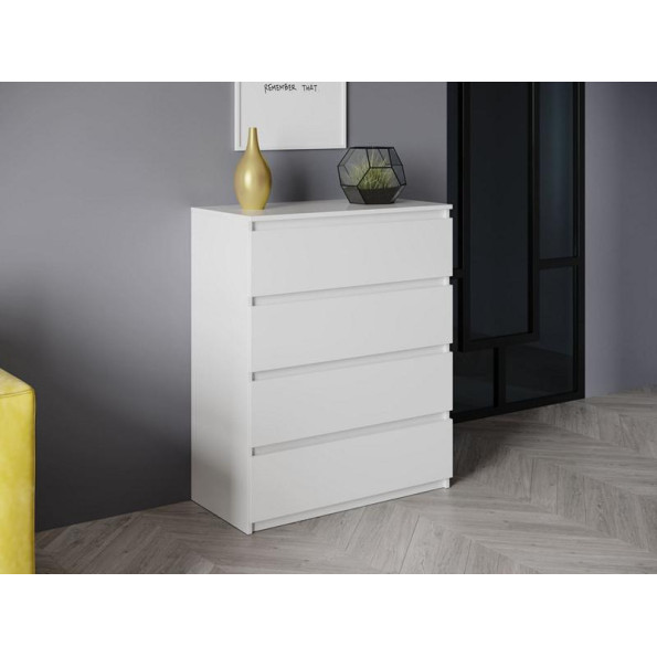 Комод на 4 ящика без ручек из ЛДСП белый 70х98х40 см Комод на 4 ящика без ручек из ЛДСП белый 70х98х40 см