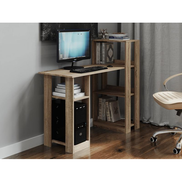 Комп'ютерний стіл, Письмовий стіл з полицями з ЛДСП Дуб Сонома 120х107.5х53.2 см -
                                                        Фото 3