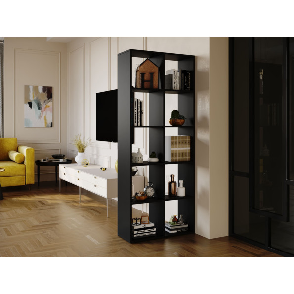 Стеллаж для офиса и дома на 10 ячеек из ЛДСП черный