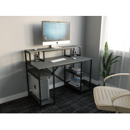 Компьютерный стол, письменный стол с 5 полками из ЛДСП 140х75х60 см Черный-Антрацит Компьютерный стол, письменный стол с 5 полками из ЛДСП 140х75х60 см Черный-Антрацит