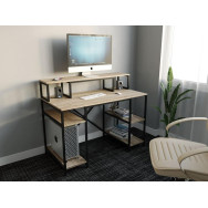 Компьютерный стол, письменный стол с 5 полками из ЛДСП 140х75х60 см Черный-Дуб Сонома Компьютерный стол, письменный стол с 5 полками из ЛДСП 140х75х60 см Черный-Дуб Сонома