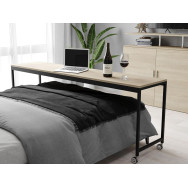 Приліжковий Журнальний столик на коліщатках у стилі ЛОФТ з ЛДСП чорний-дуб сонома