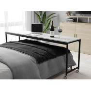 Приліжковий журнальний столик на колесах у стилі Лофт з ЛДСП 175х68.5х40 см Чорний-Бетон Приліжковий журнальний столик на колесах у стилі Лофт з ЛДСП 175х68.5х40 см Чорний-Бетон