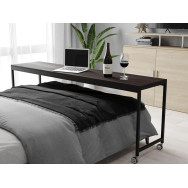Приліжковий Журнальний столик на коліщатках у стилі ЛОФТ з ЛДСП чорний-венге темний