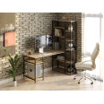 Кутовий комп'ютерний стіл зі стелажем з ЛДСП 120х75х90 см дуб сонома