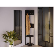 Кутовий передпокій для одягу та взуття з крючками у стилі ЛОФТ з ЛДСП чорний Кутовий передпокій для одягу та взуття з крючками у стилі ЛОФТ з ЛДСП чорний