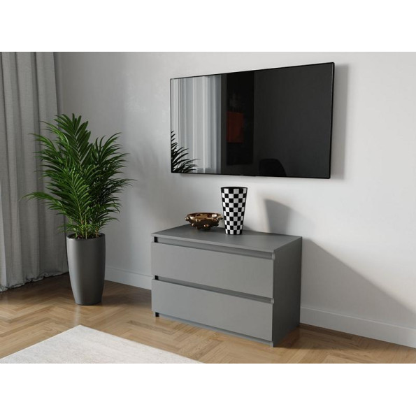 Комод на 2 ящика без ручек из ЛДСП антрацит, 50х53х40 см Комод на 2 ящика без ручек из ЛДСП антрацит, 50х53х40 см