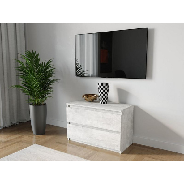 Комод на 2 ящика без ручек из ЛДСП бетон, 80х53х40 см Комод на 2 ящика без ручек из ЛДСП бетон, 80х53х40 см