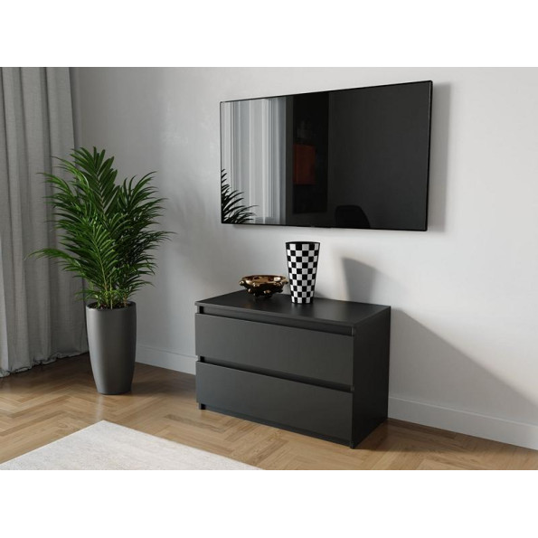Комод на 2 ящика без ручек из ЛДСП черный, 50х53х40 см Комод на 2 ящика без ручек из ЛДСП черный, 50х53х40 см