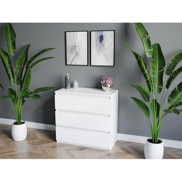 Комод на 3 ящика без ручек из ЛДСП белый, 50х74х40 см Комод на 3 ящика без ручек из ЛДСП белый, 50х74х40 см